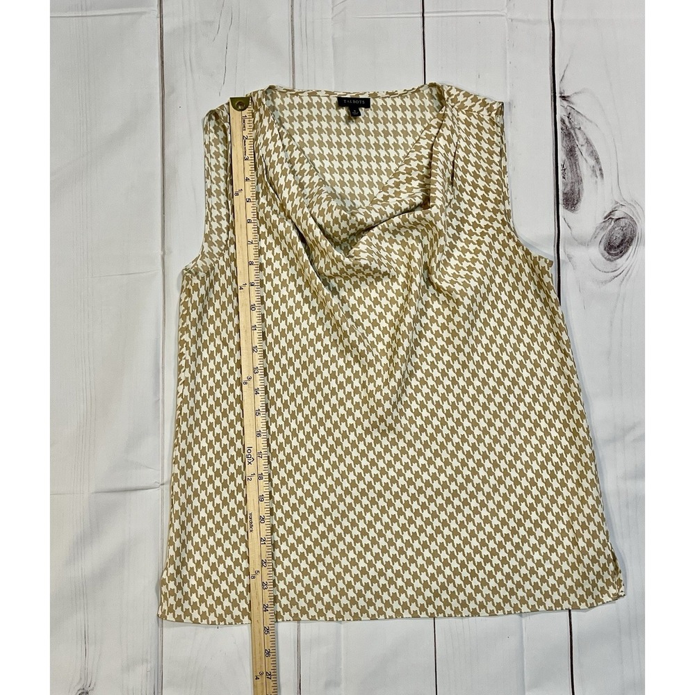 Talbots Silky Draped Neck Houndstooth Blouse Sz 8 Sleeveless Career - Picture 3 of 6